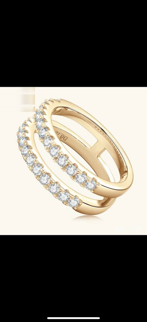 Iced Out Trendy Ring · Silver / Gold · 925 Silver · VVS Moissanite
