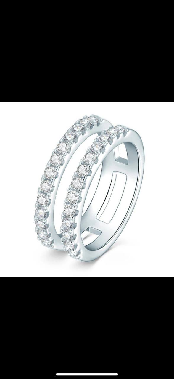 Iced Out Trendy Ring · Silver / Gold · 925 Silver · VVS Moissanite