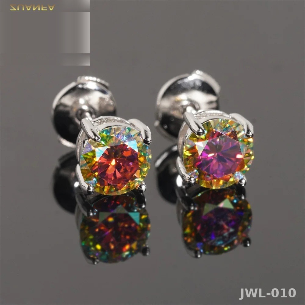 Iced Out Round Earrings · 5mm 6.5mm · 4 Prong · 925 Silver · Moissanite
