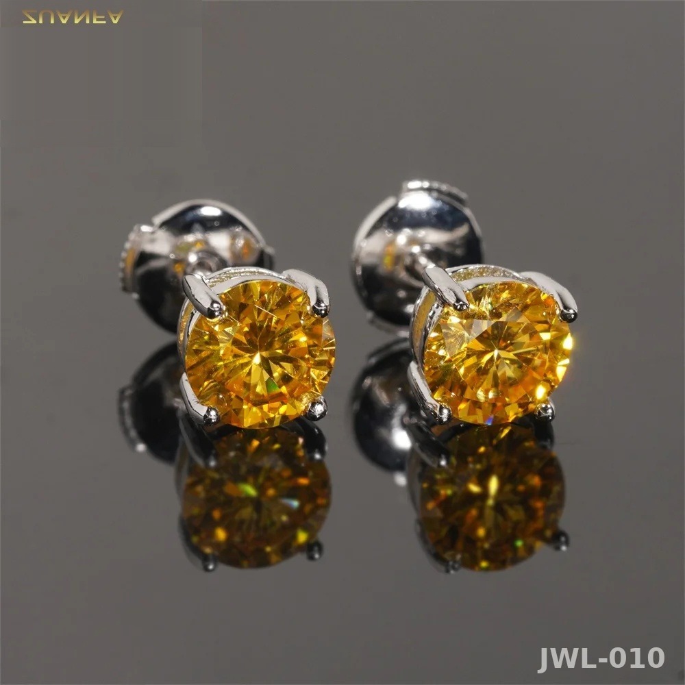 Iced Out Round Earrings · 5mm 6.5mm · 4 Prong · 925 Silver · Moissanite