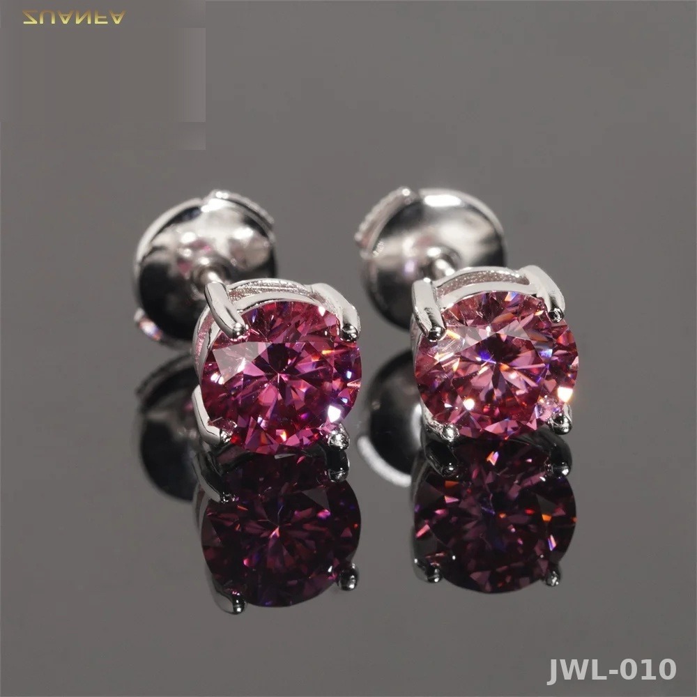 Iced Out Round Earrings · 5mm 6.5mm · 4 Prong · 925 Silver · Moissanite