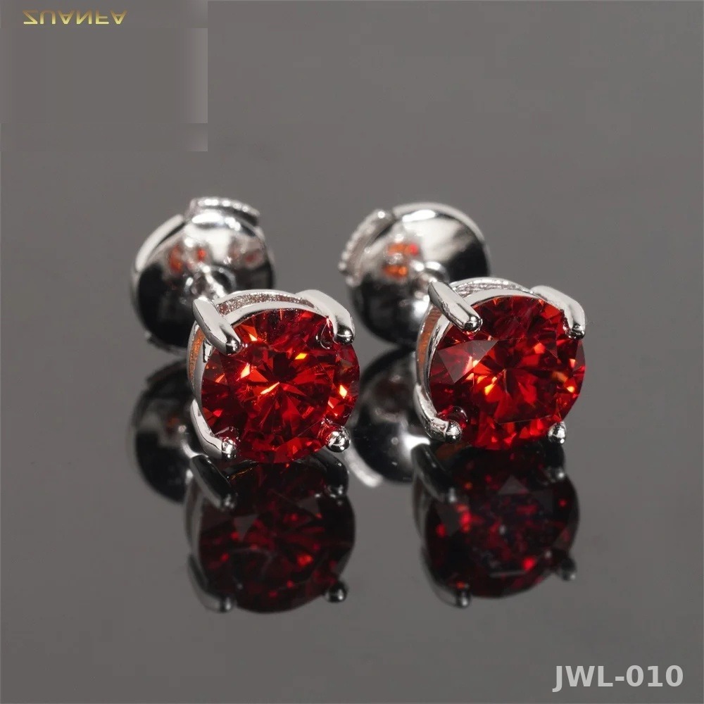 Iced Out Round Earrings · 5mm 6.5mm · 4 Prong · 925 Silver · Moissanite