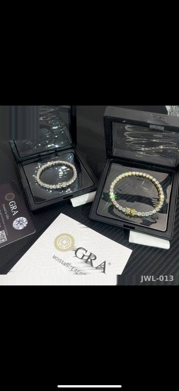 Iced Out Classic Bangle · Silver / Gold · 925 Silver · Moissanite