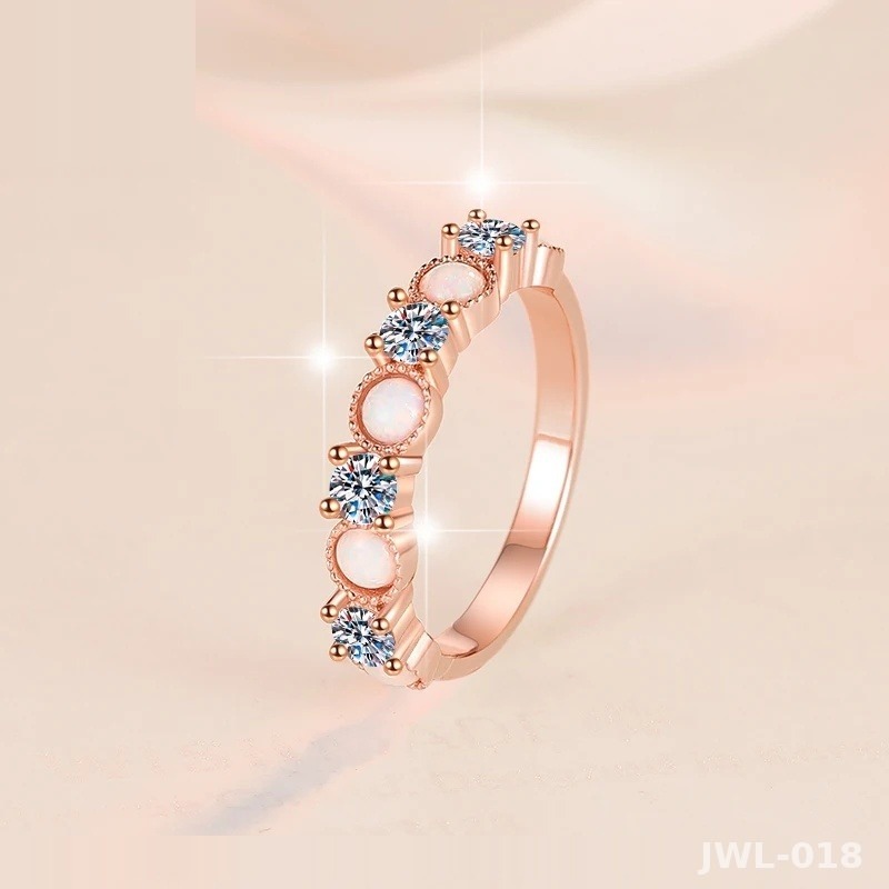Iced Out Stackable Ring · Opal & Moissanite · 925 Silver · VVS Moissanite