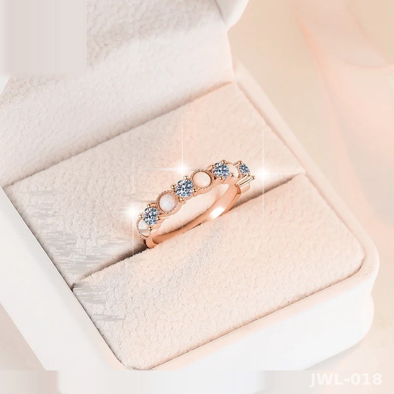 Iced Out Stackable Ring · Opal & Moissanite · 925 Silver · VVS Moissanite