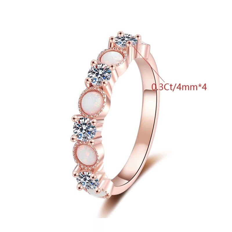 Iced Out Stackable Ring · Opal & Moissanite · 925 Silver · VVS Moissanite