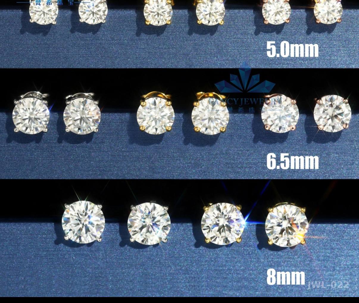 Iced Out Screw-Back Studs · 5mm 6.5mm 8mm · 925 Silver · Moissanite