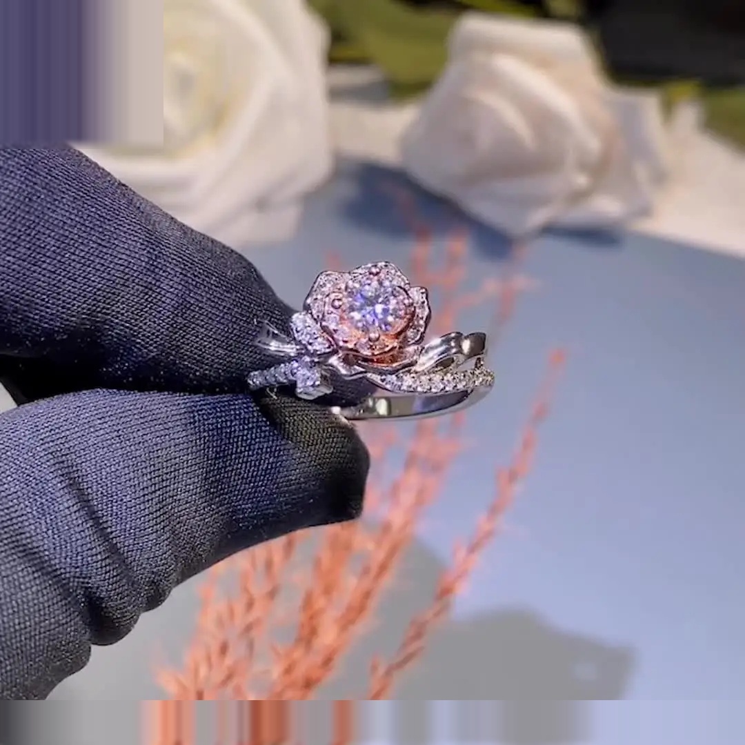 Iced Out Rose Ring · 0.5ct · Rose Gold · 925 Silver · Moissanite