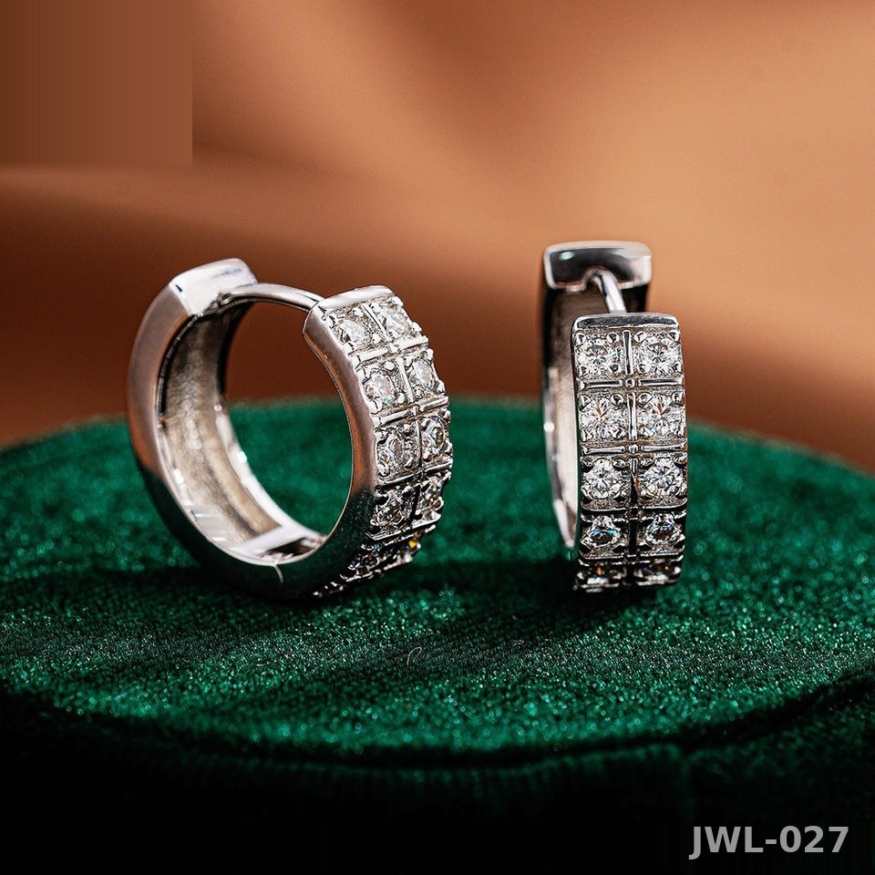 Iced Out Hip-Hop Earrings · European Style · 925 Silver · Moissanite