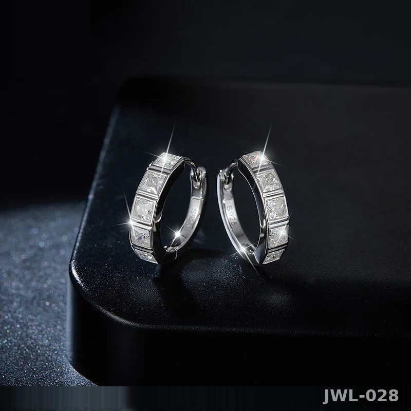 Iced Out Hoop Earrings · 2.5mm Square · Princess Cut · 925 Silver · Moissanite