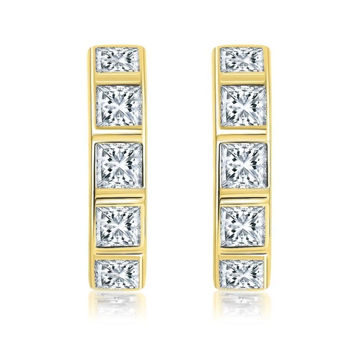 Iced Out Hoop Earrings · 2.5mm Square · Princess Cut · 925 Silver · Moissanite
