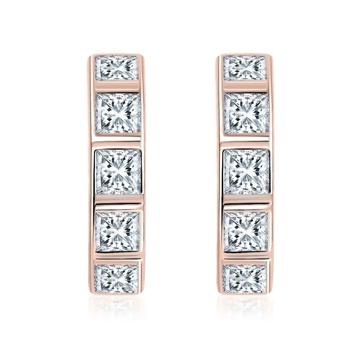 Iced Out Hoop Earrings · 2.5mm Square · Princess Cut · 925 Silver · Moissanite