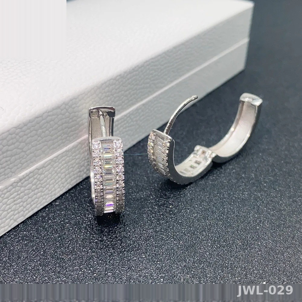 Iced Out Geometric Hoop Earrings · Rose Gold · 925 Silver · Moissanite