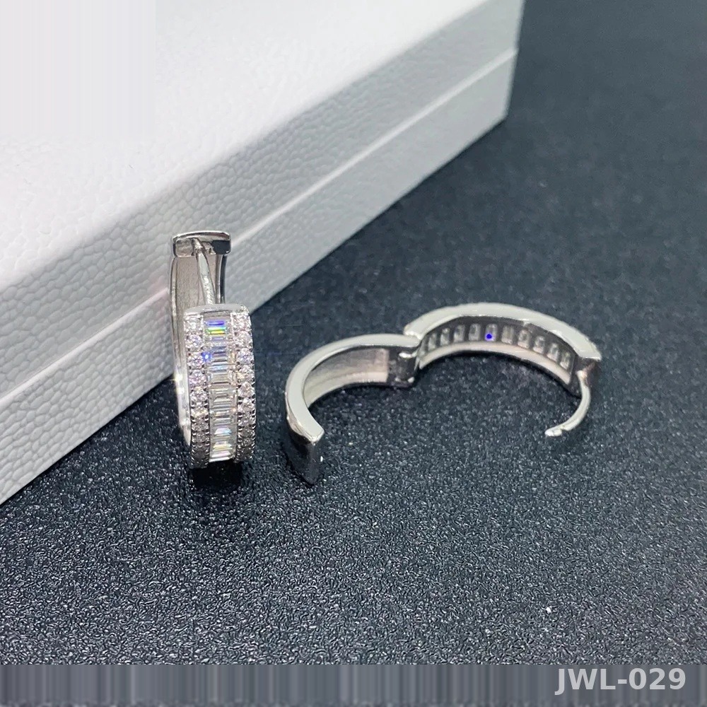 Iced Out Geometric Hoop Earrings · Rose Gold · 925 Silver · Moissanite