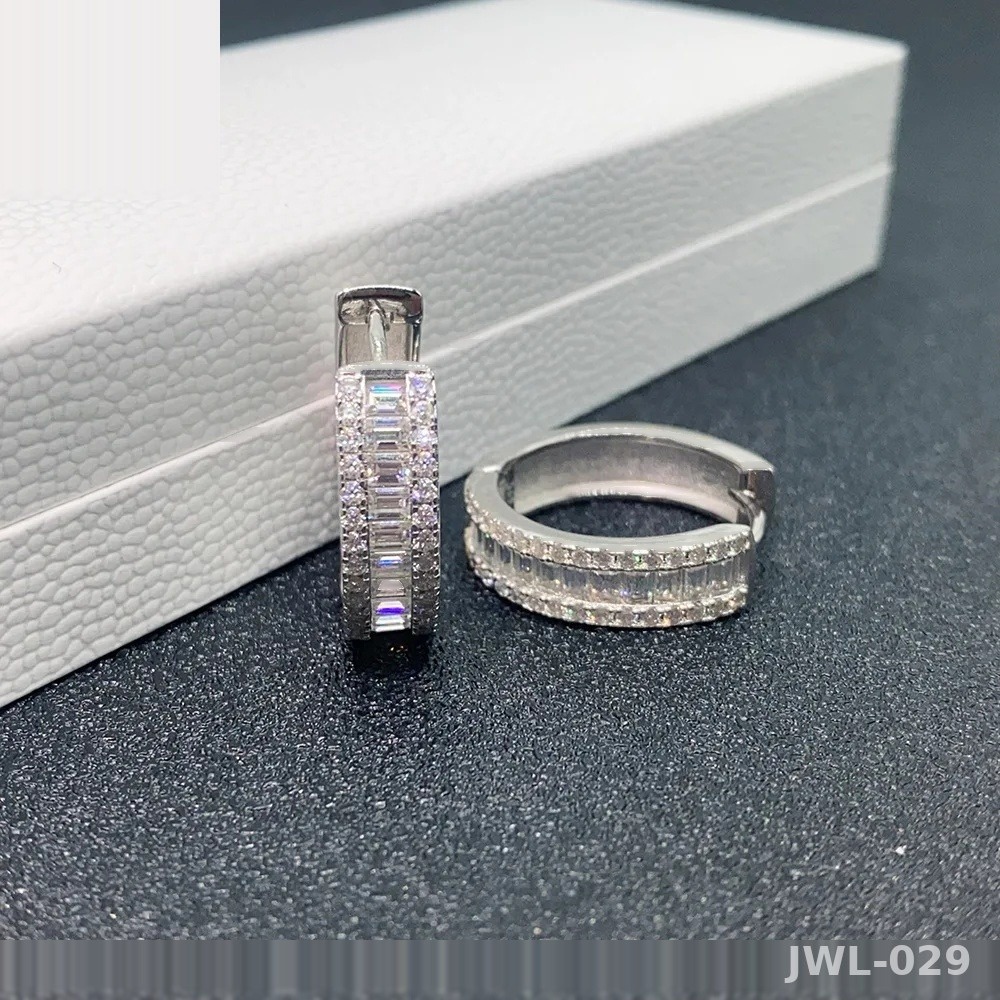 Iced Out Geometric Hoop Earrings · Rose Gold · 925 Silver · Moissanite