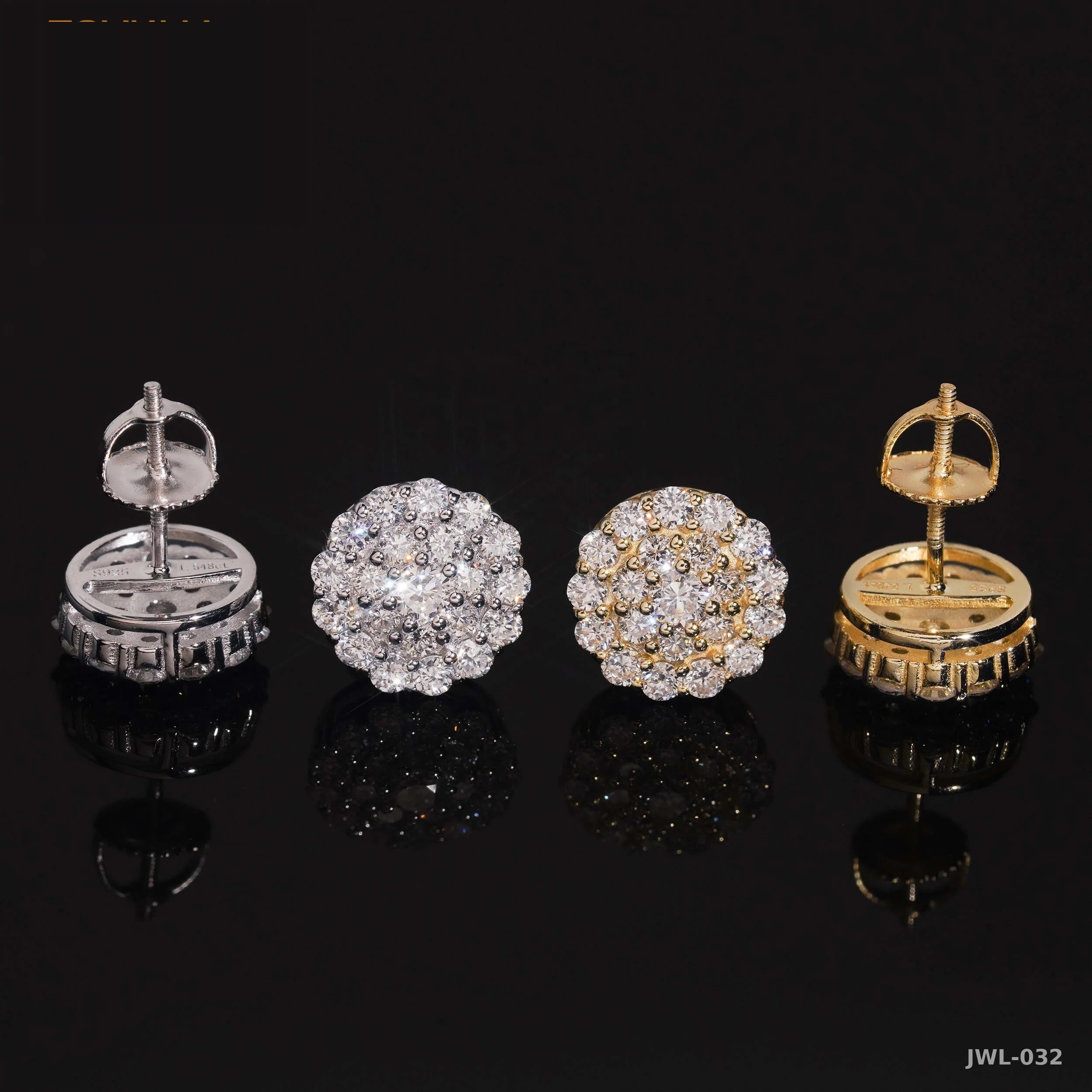 Iced Out Screw-Back Earrings · 11mm · 925 Silver · Lab Diamond