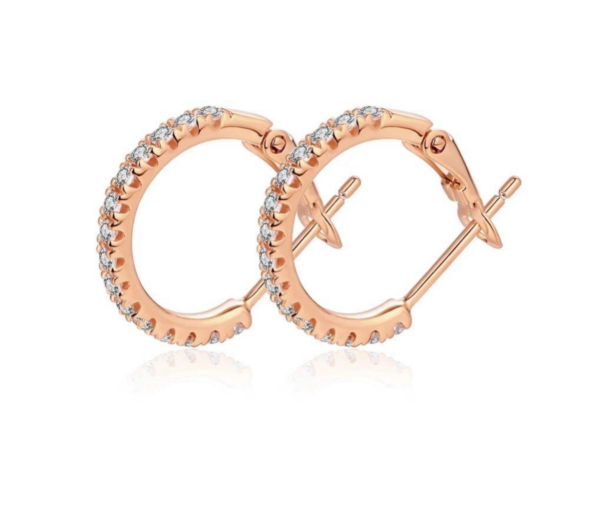 Iced Out Hoop Earrings · 18K Gold · Round Cut · 925 Silver · Moissanite