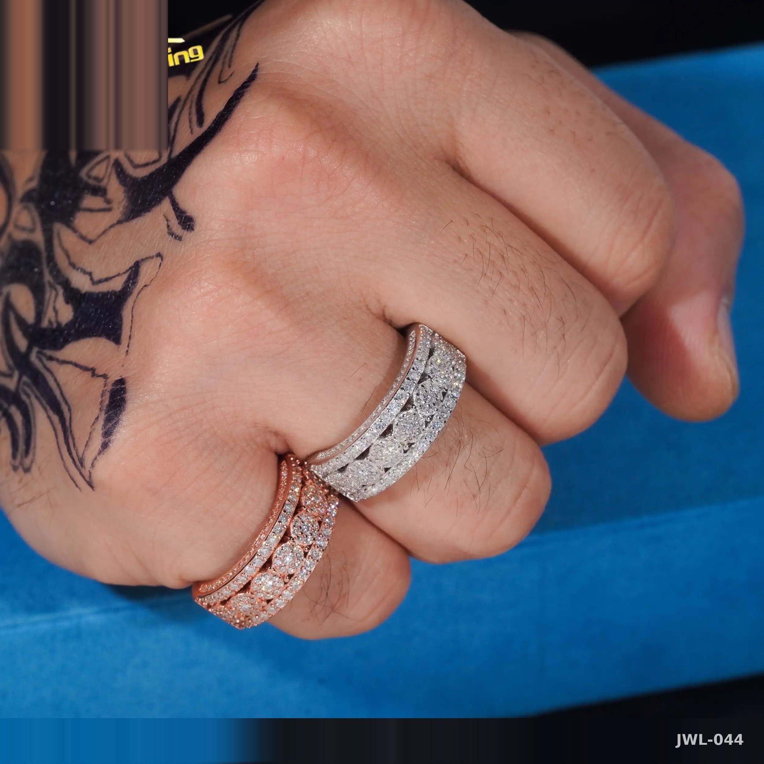 Iced Out Hip-Hop Ring · Gold Plated · 925 Silver · VVS Moissanite