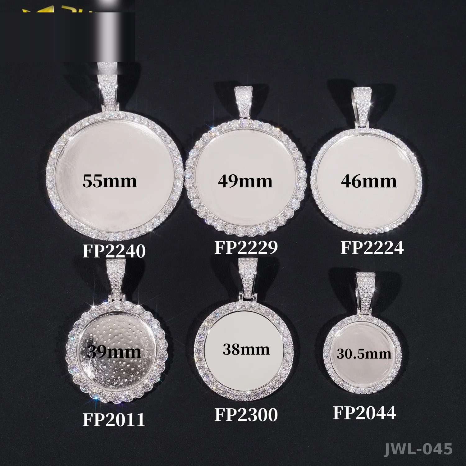 Iced Out Photo Pendant · 39mm 46mm 49mm 55mm · 925 Silver · VVS Moissanite