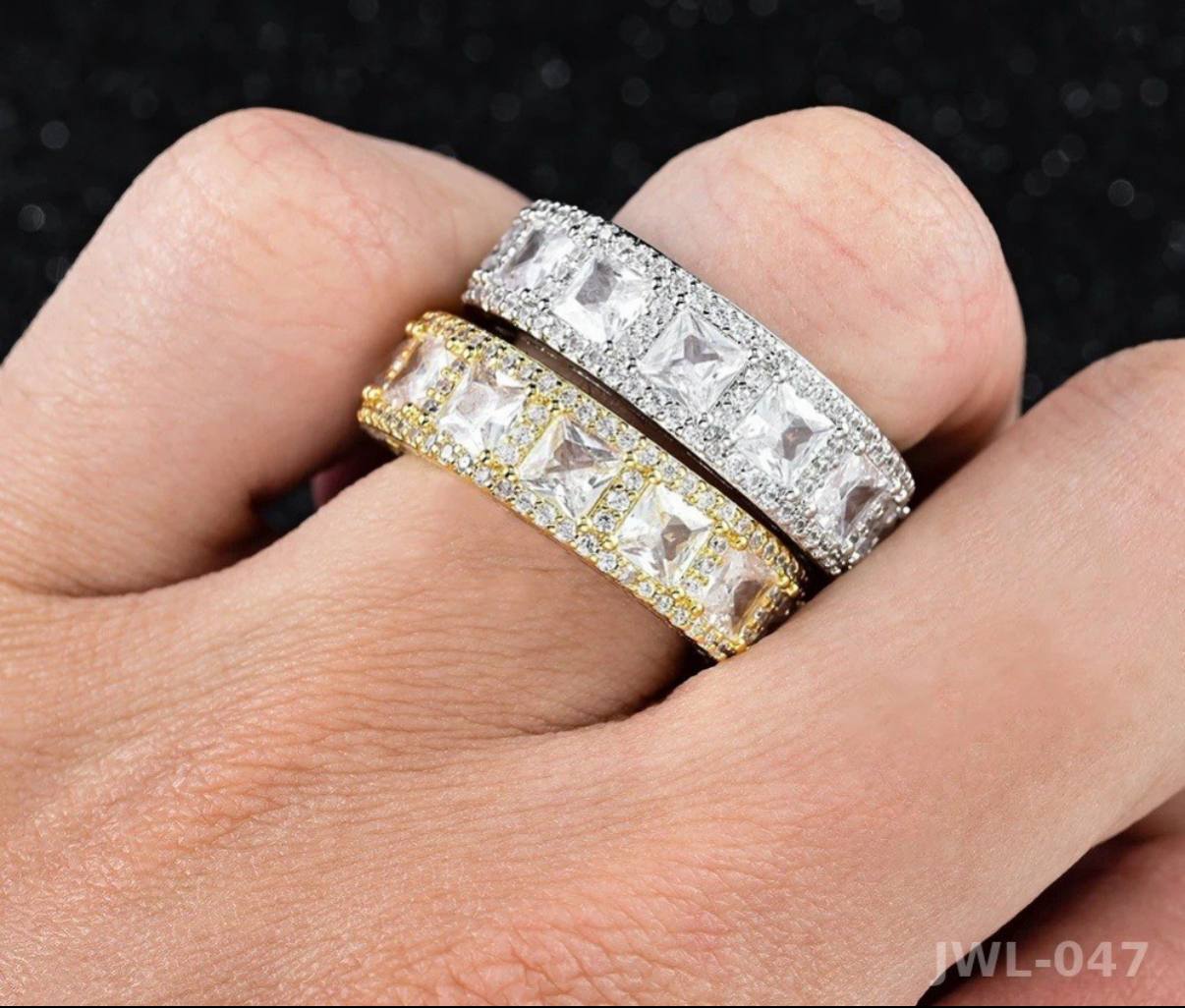 Iced Out Eternity Ring · Asscher Cut · 925 Silver · VVS Moissanite