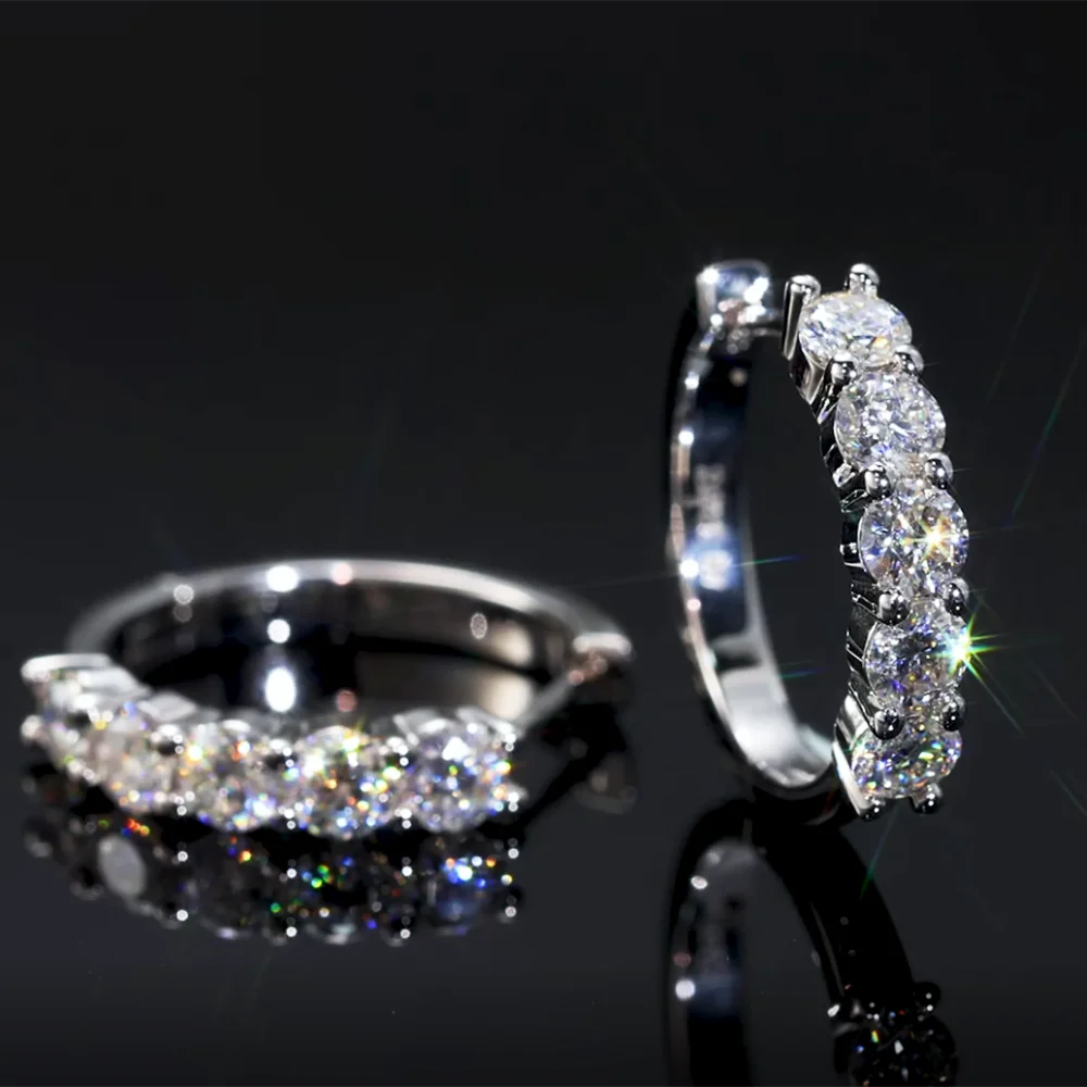 Moissanite Hoop Earrings · 14mm · 925 Silver · VVS Moissanite