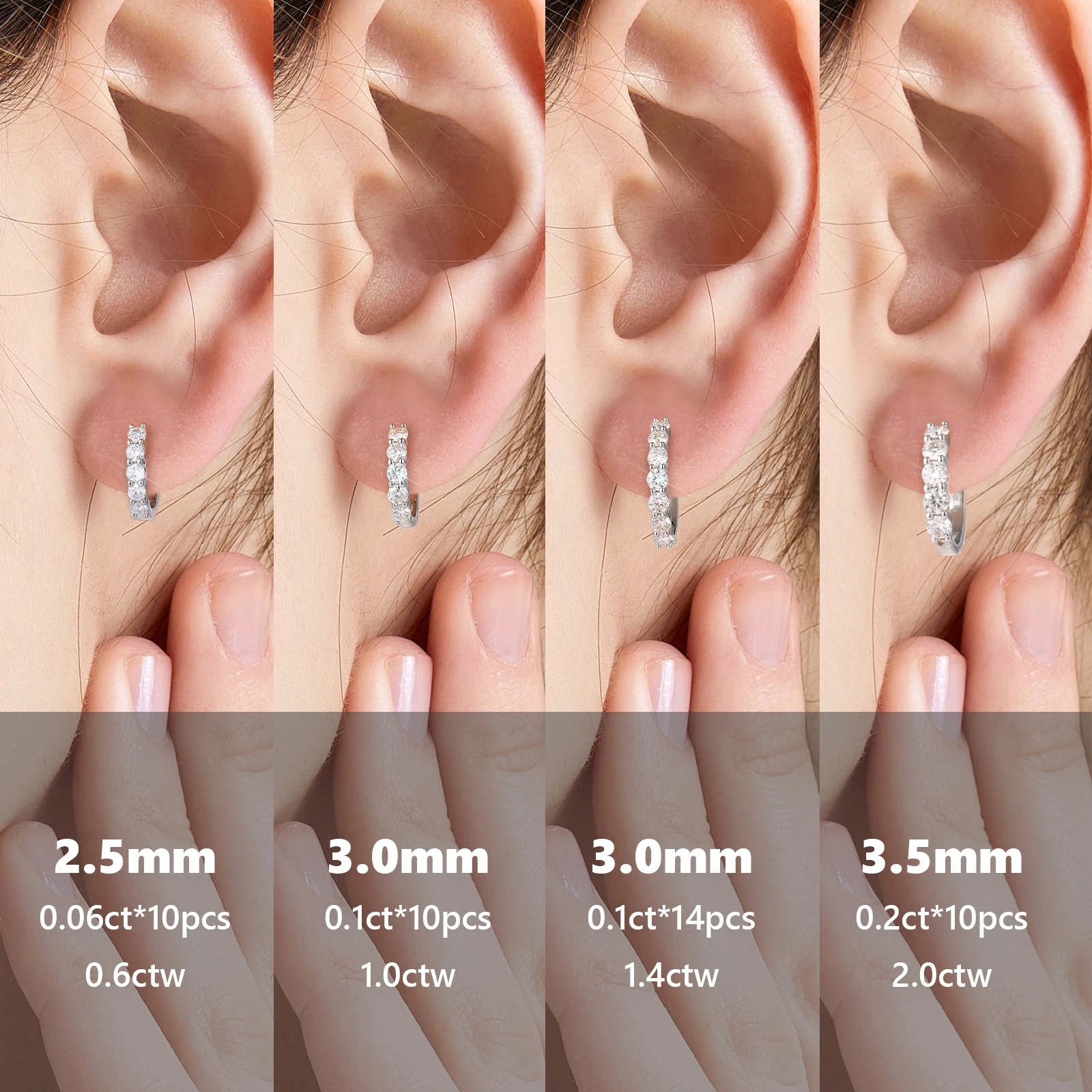 Moissanite Hoop Earrings · 14mm · 925 Silver · VVS Moissanite