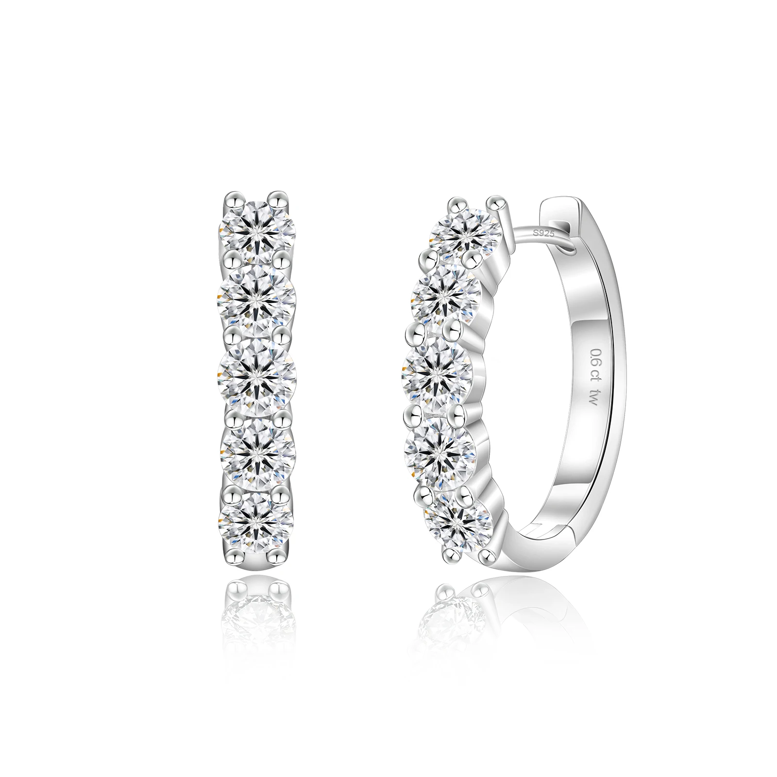 Moissanite Hoop Earrings · 14mm · 925 Silver · VVS Moissanite