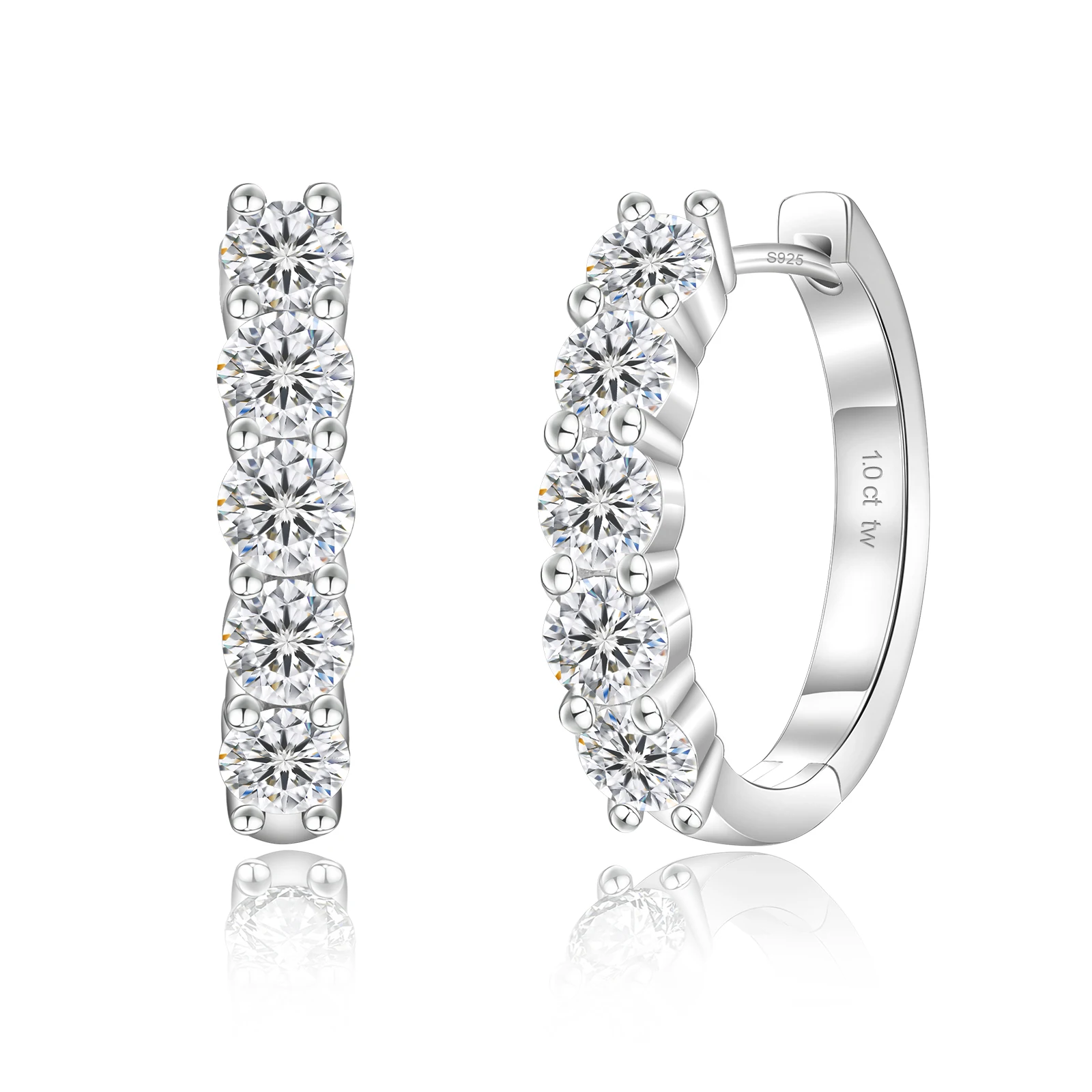 Moissanite Hoop Earrings · 14mm · 925 Silver · VVS Moissanite
