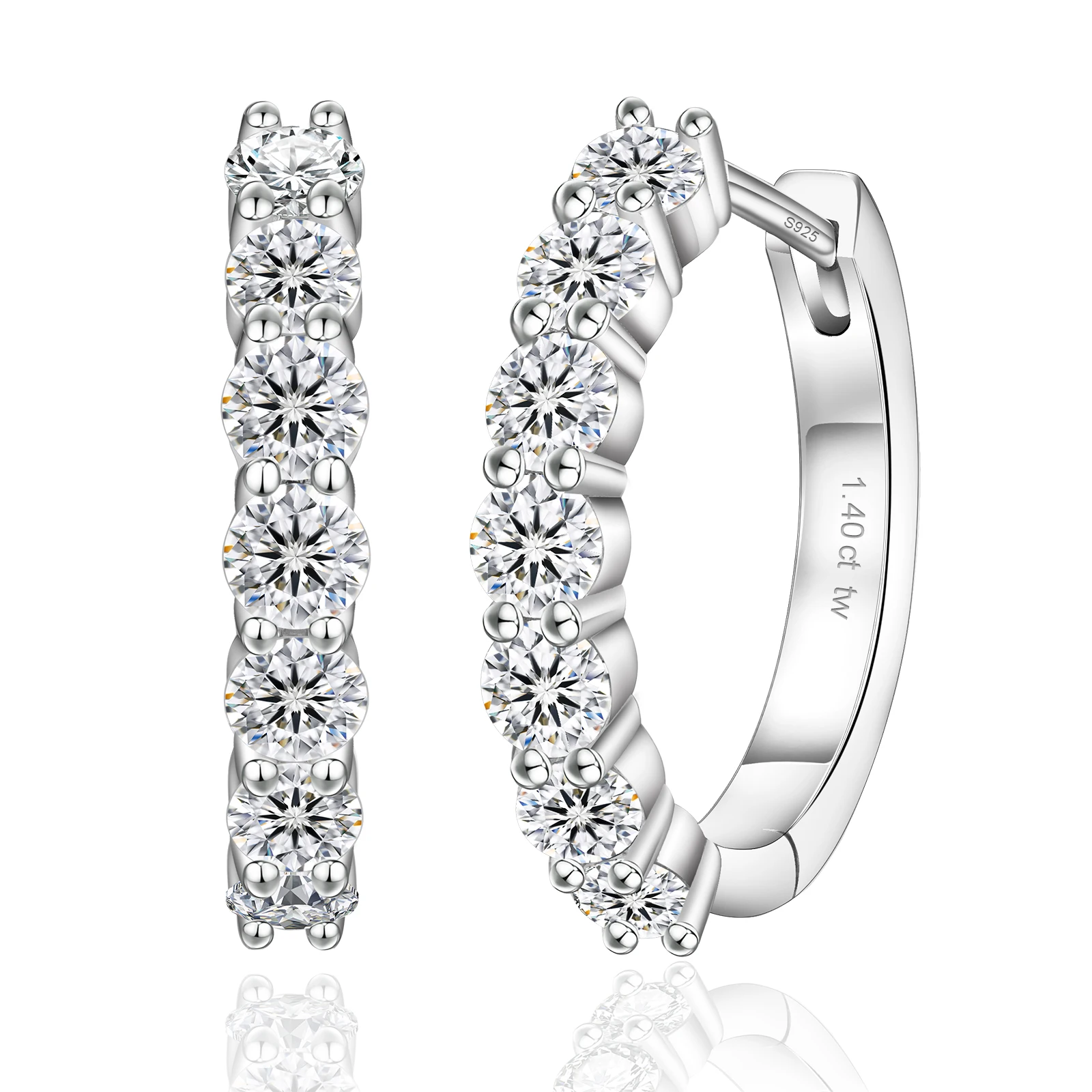 Moissanite Hoop Earrings · 14mm · 925 Silver · VVS Moissanite