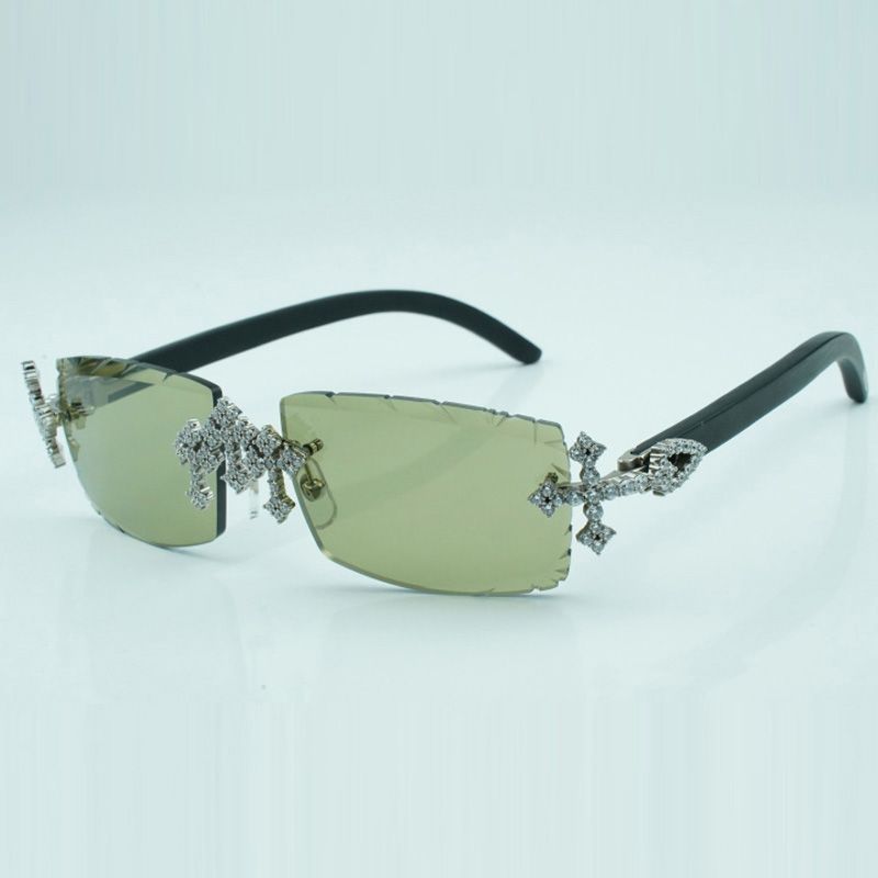 Cross diamond cool sunglasses 3524031 with natural black wooden legs and 57 mm