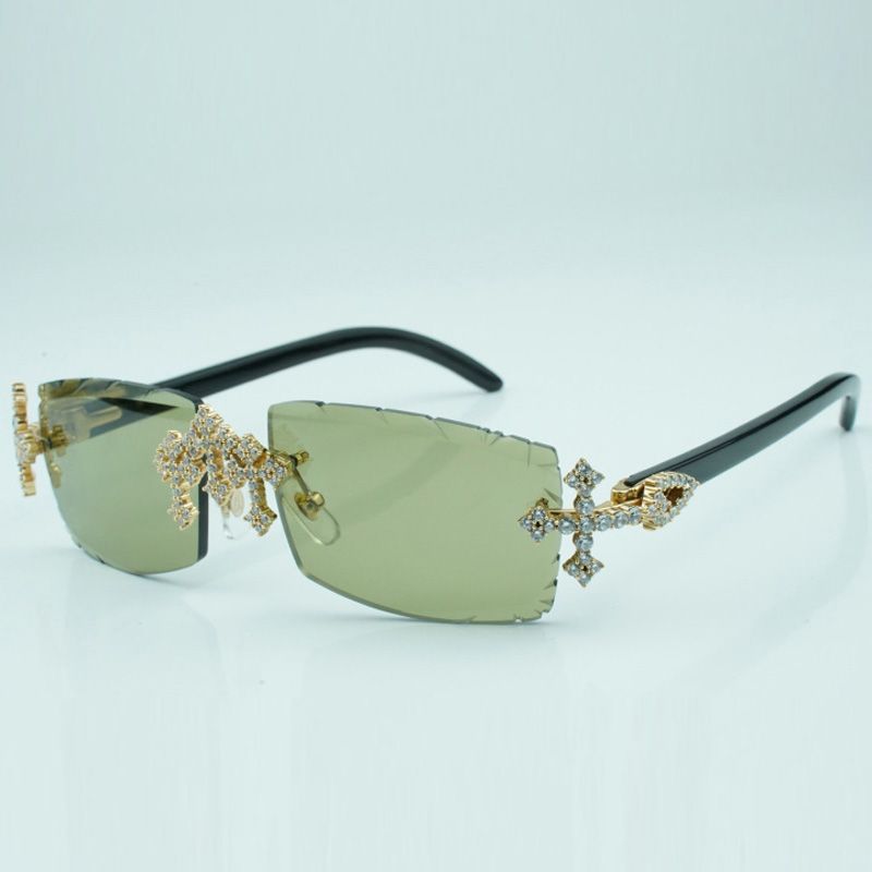 New Cross Diamond Glasses Frame 3524031-A with Natural Pure black Buffalo