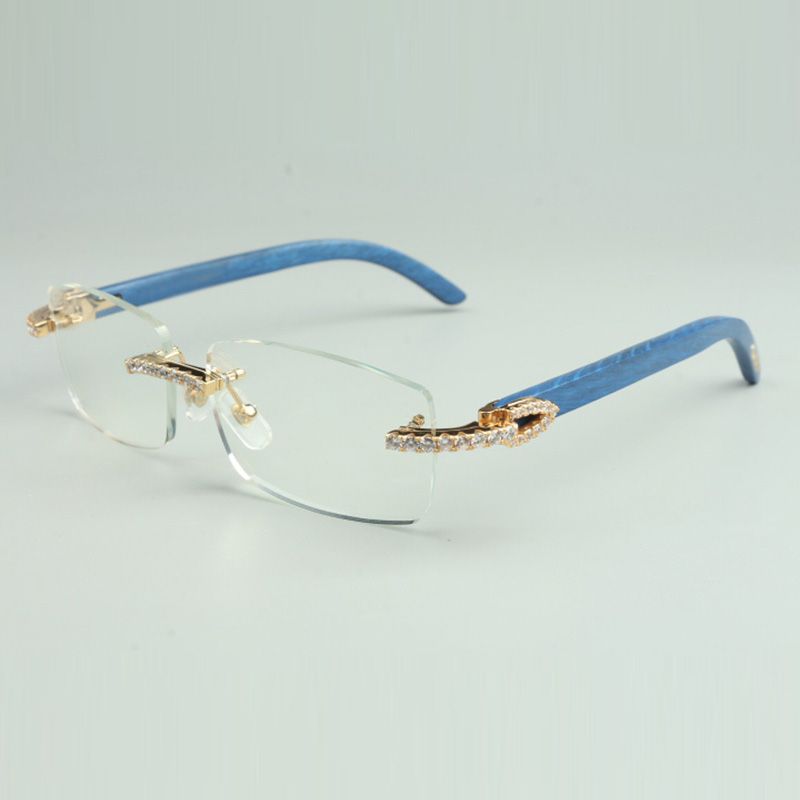 endlesses diamonds glasses frame 3524012 with natural blue wooden legs and 56mm