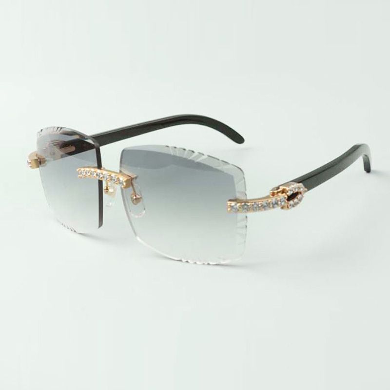 Direct sales micro-paved diamond sunglasses 3524026 with mixed buffalo horn