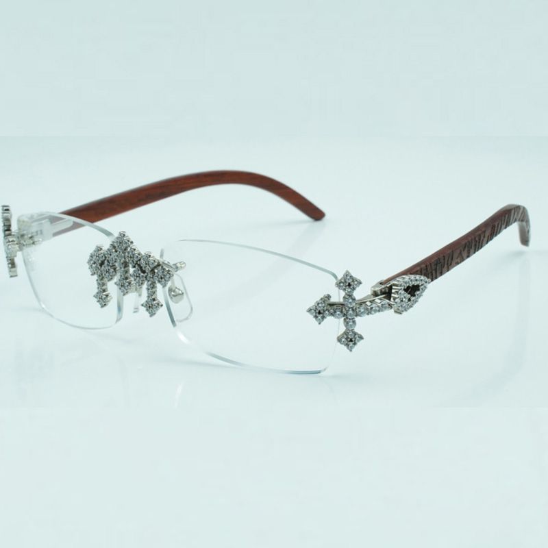 New Design Cut Clear Lens Spectacle Frames 3524028 wood glasses Temples Unisex