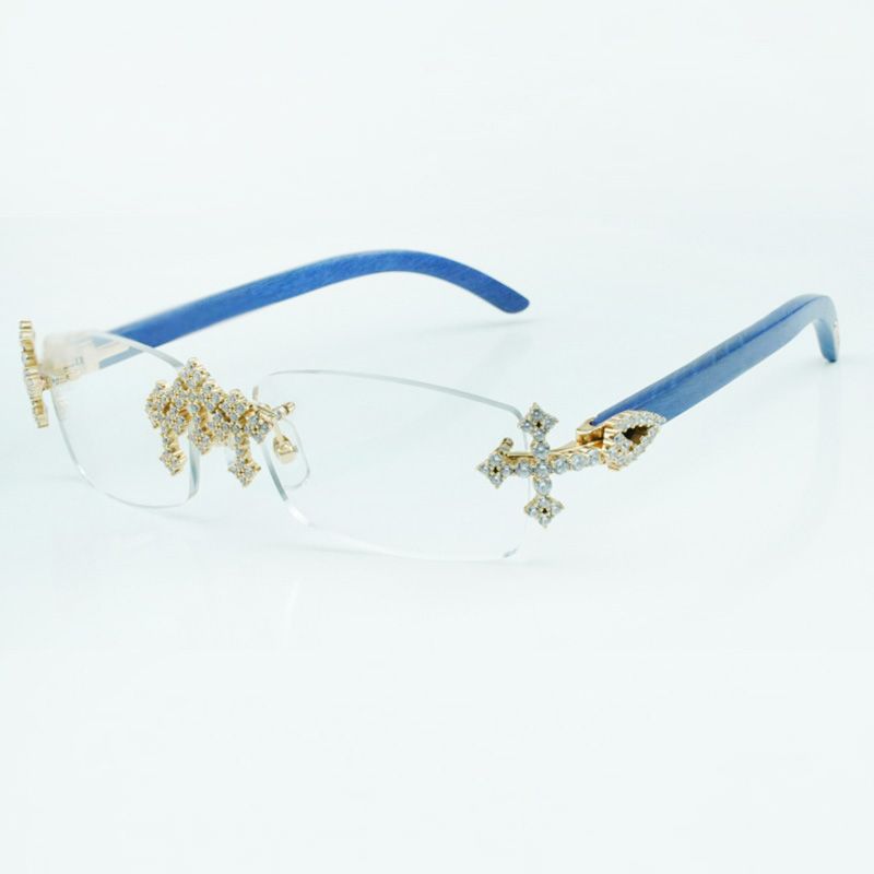 2021 designers sunglasses 3524023 cuts lens natural teal wooden temples