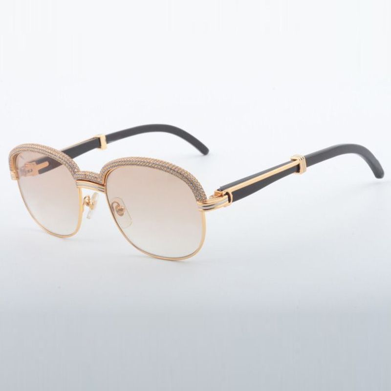 Retro oval Buffs sunglasses 8100903-B with natural white buffalo horn sticks