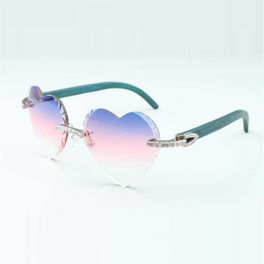 XL diamond wooden sunglasses 3524012 with tiger wood legs and 56mm lens
