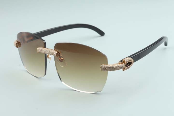 2022 Bouquet Diamond Sunglasses 3524014 with Natural black wooden glasses and