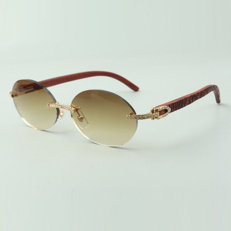 T3524017-9 trimming cutting lenses XL diamonds sunglasses, natural teal wooden