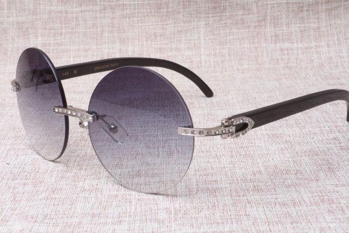 Newest cutting lenses sunglasses A3524016-5 pure natural black textured buffalo
