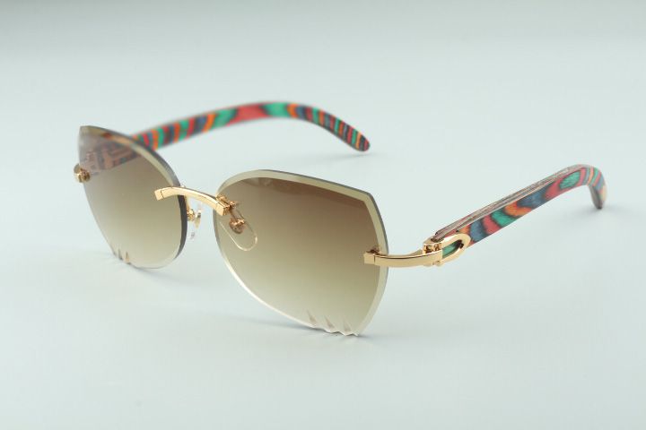 Exquisite classic XL diamond sunglasses 3524027, natural orange wooden temples