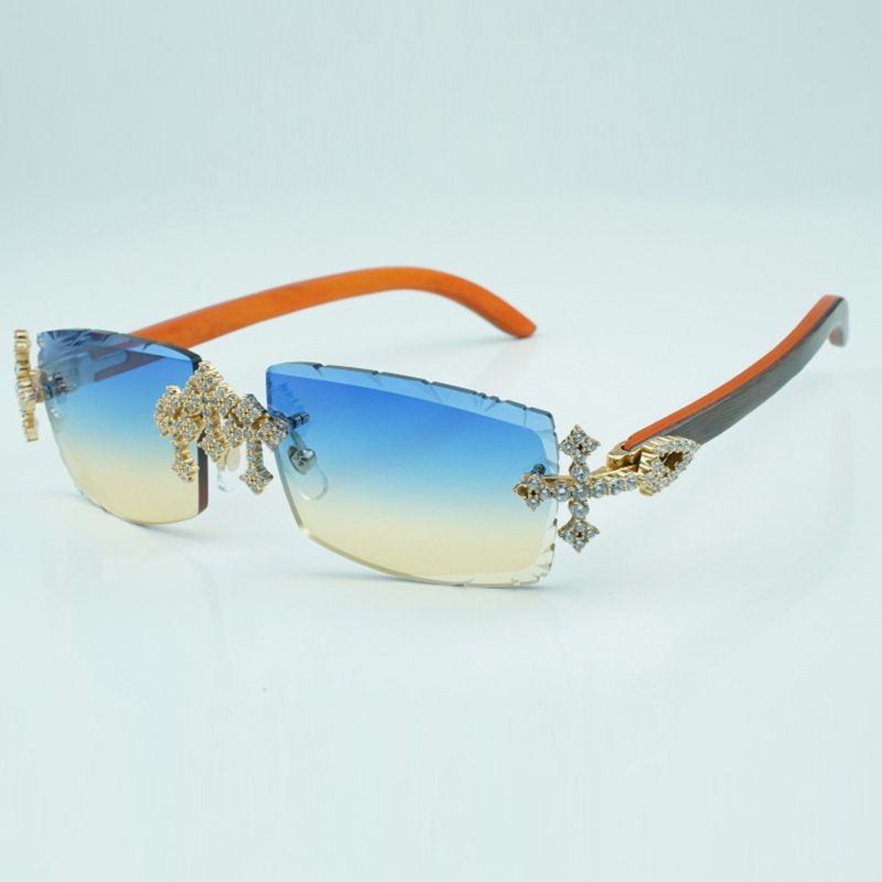 Exquisite classic sunglasses 3524027 with natural peacock wooden temples