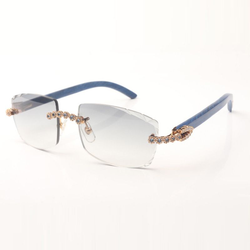Direct sales medium diamond sunglasses 3524025 with orange wooden temples