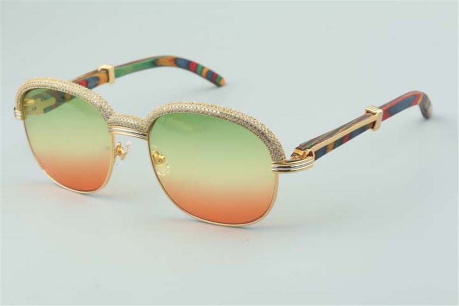 Direct sales micro-paved diamond sunglasses 3524024 with mixed buffalo horn