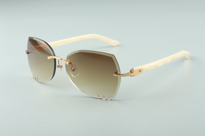 2021 cutting lens micro-paved diamonds sunglasses 3524020, teal wooden temples