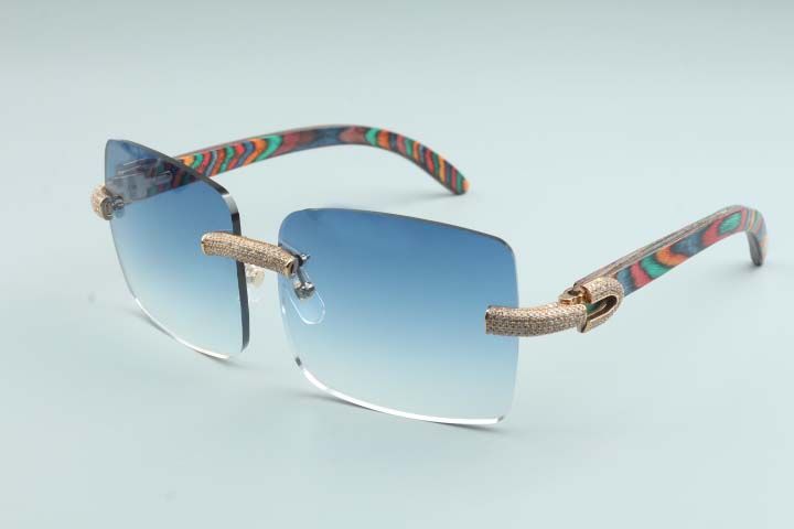 Hot new large diamonds sunglasses T4189706-A3 pure natural red wooden temples,