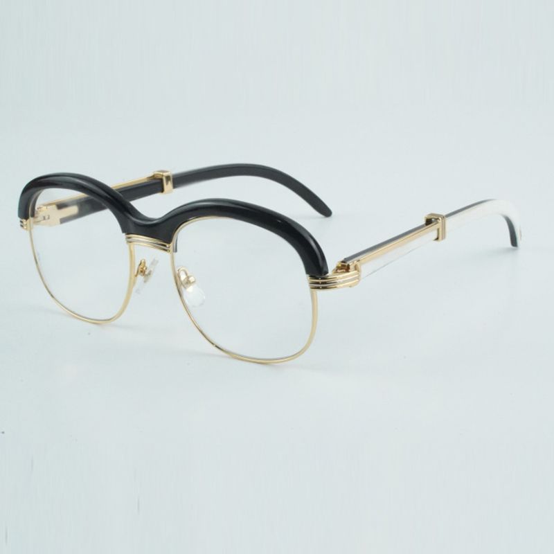 Diamond Round Sunglasses Cattle Horn Eyeglasses 7550178 Natural Mix horns Men