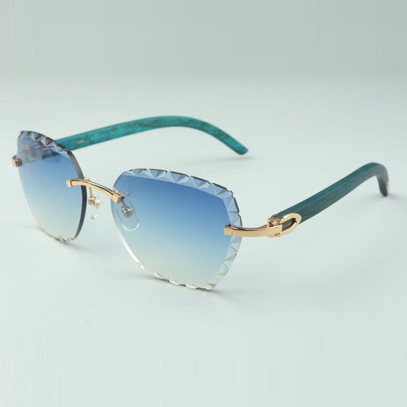 Direct sales double row diamond sunglasses 3524025 with red wooden temples