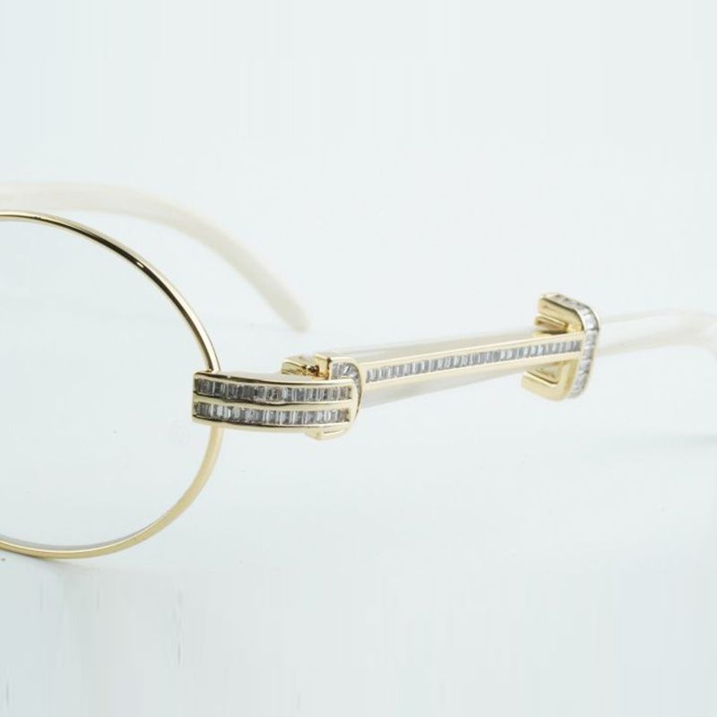 Designer Round full frame transparent lens with square diamond 7550178 white