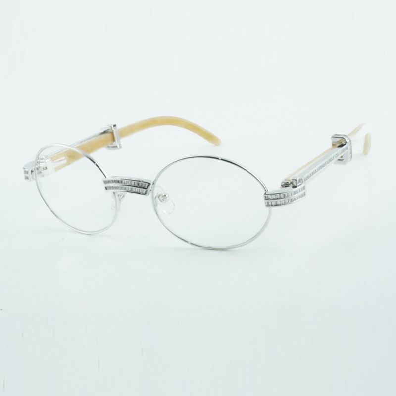 Designer Round full frame transparent lens with square diamond 7550178 white